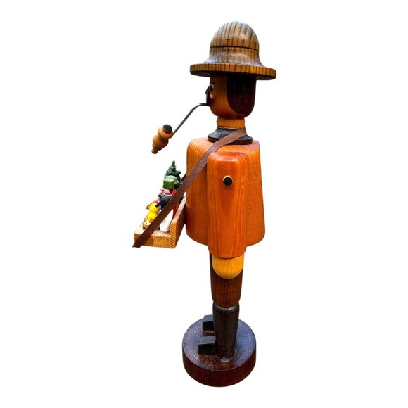 Vtg Erzgenbirge Wooden Incence Smoker Rauchermanner Toy Seller Germany 9.5" - Picture 5 of 9